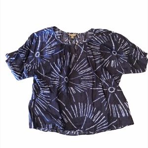 Tommy Bahama Navy Coral Circle Print Linen Top